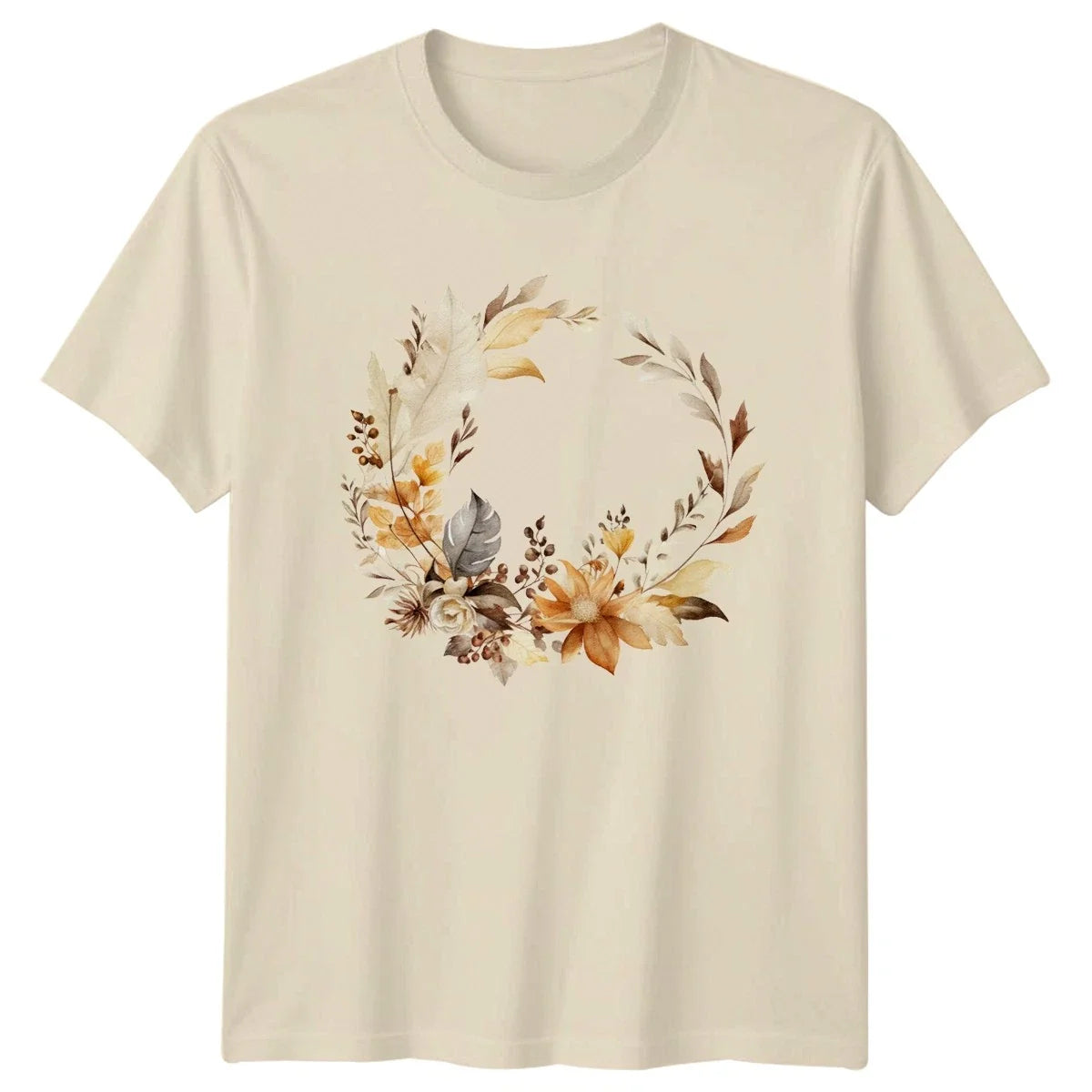 Boho Floral Wreath Watercolor Womens T-Shirt Botanical Nature Mothers Day Unisex T-shirt, Sweatshirt, Hoodie, Long Sleeve Tee - T-Shirt, Sweatshirt, Hoodie