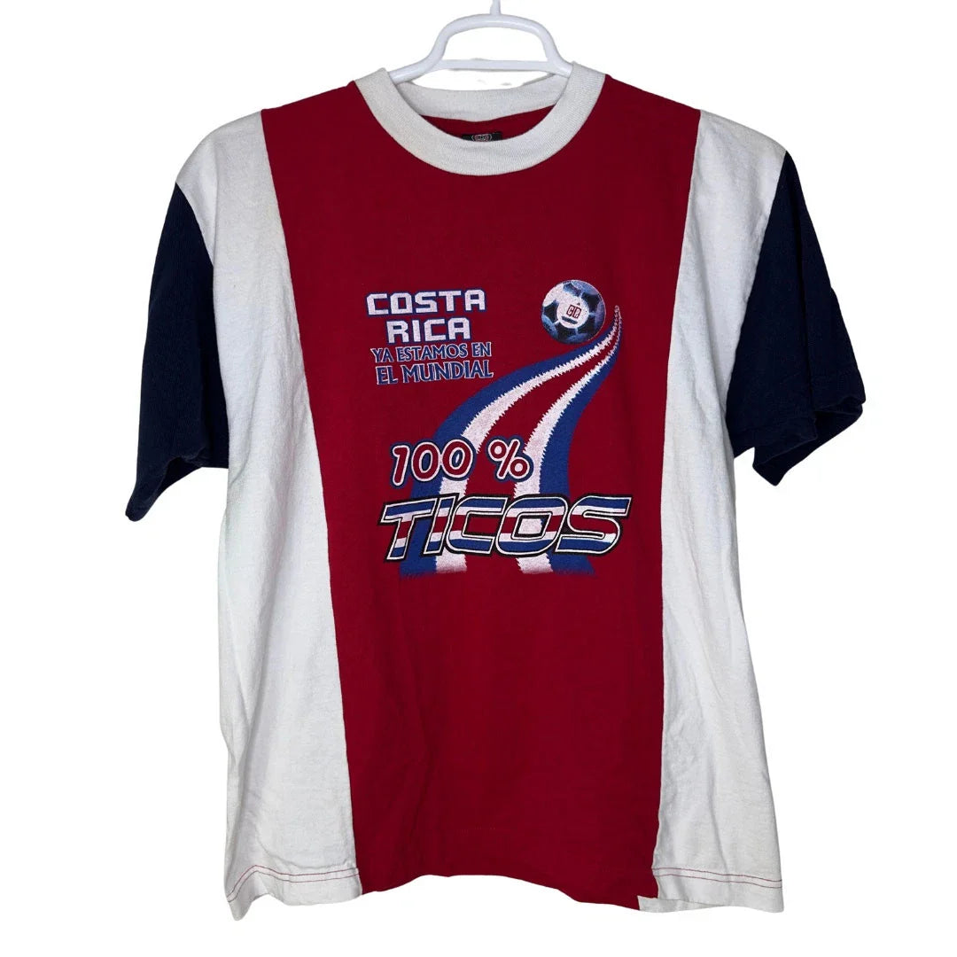 Vintage T Shirt Mundo Costa Rica Ticos Men's Large Soccer Futbol World Cup Y2K Unisex T-shirt, Sweatshirt, Hoodie, Long Sleeve Tee - T-Shirt, Sweatshirt, Hoodie