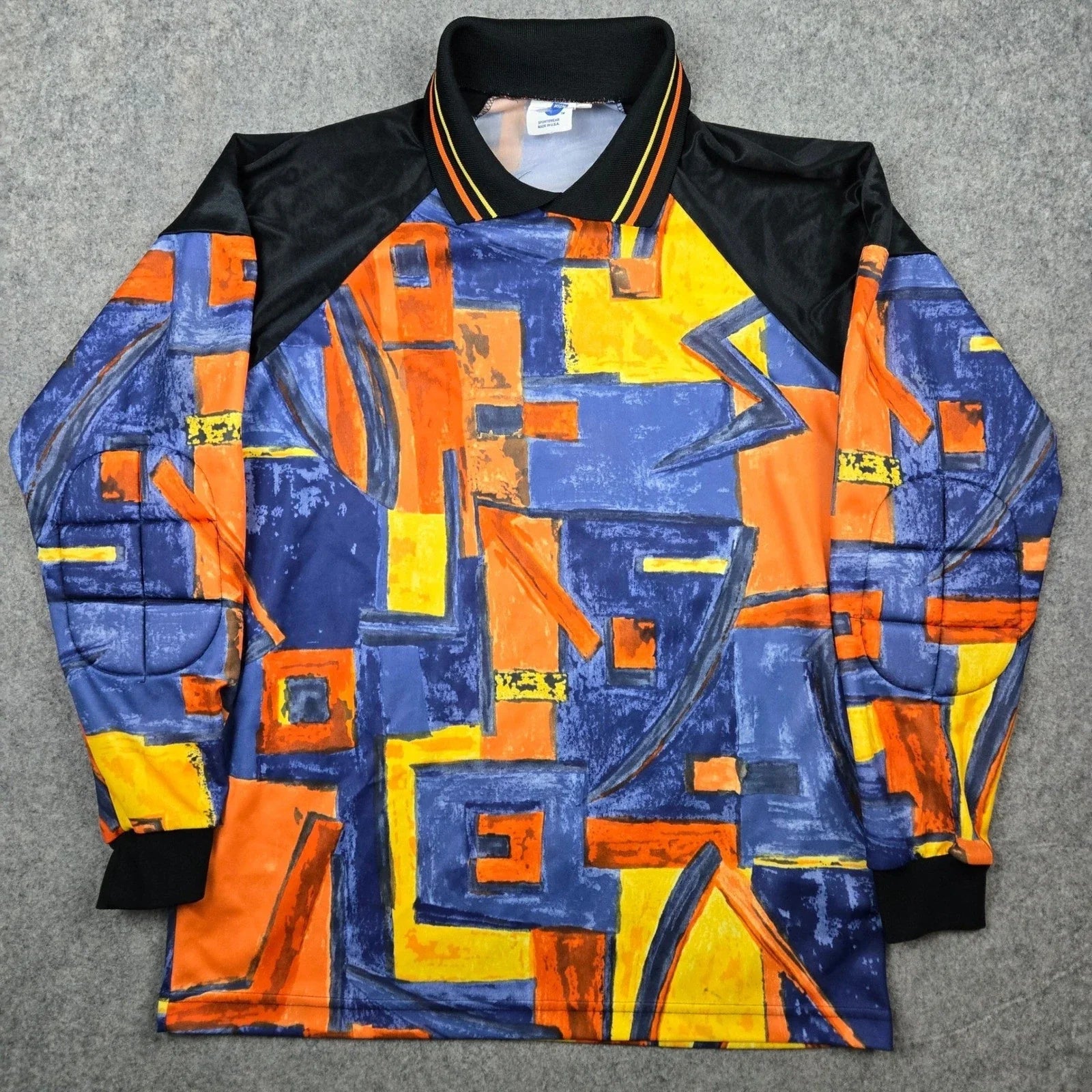 High Sportswear Goalie Jersey Mens S Orange Blue Abstract Padded 90s Vintage USA Unisex T-shirt, Sweatshirt, Hoodie, Long Sleeve Tee - T-Shirt, Sweatshirt, Hoodie
