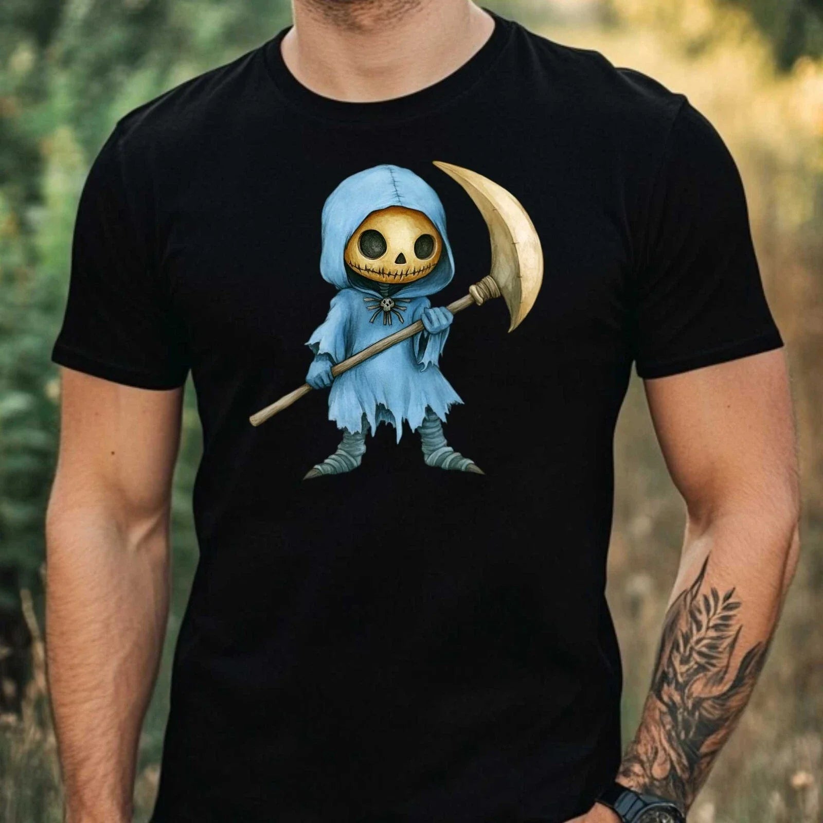 Mens Grim Reaper Motif Cotton T-Shirt Size XS to 5XL Unisex T-shirt, Sweatshirt, Hoodie, Long Sleeve Tee - T-Shirt, Sweatshirt, Hoodie