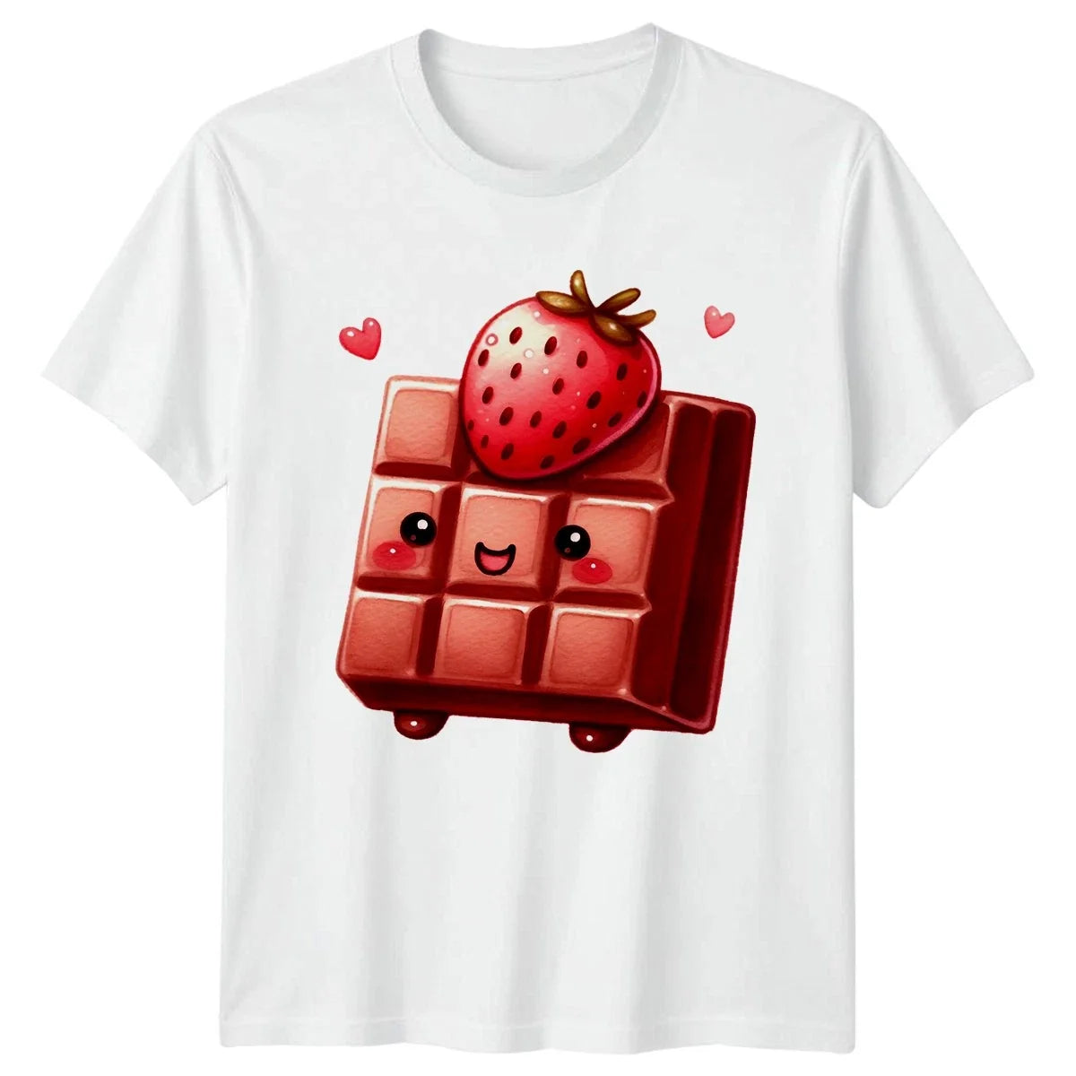 Cute Kawaii Chocolate Strawberry T-Shirt Dessert Food Gift For Him And Her Unisex T-shirt, Sweatshirt, Hoodie, Long Sleeve Tee - T-Shirt, Sweatshirt, Hoodie