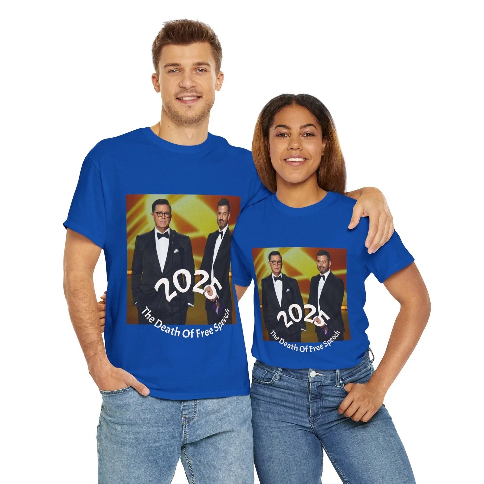 2025 The Death Of Free Speech T-Shirt Unisex Jimmy Kimmel Stephen Colbert Cancel Unisex T-shirt, Sweatshirt, Hoodie, Long Sleeve Tee - T-Shirt, Sweatshirt, Hoodie