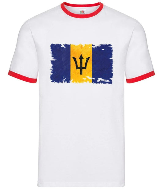 Barbados Grunge Flag - Mens Ringer - Caribbean Bridgetown Country Flags Unisex T-shirt, Sweatshirt, Hoodie, Long Sleeve Tee - T-Shirt, Sweatshirt, Hoodie