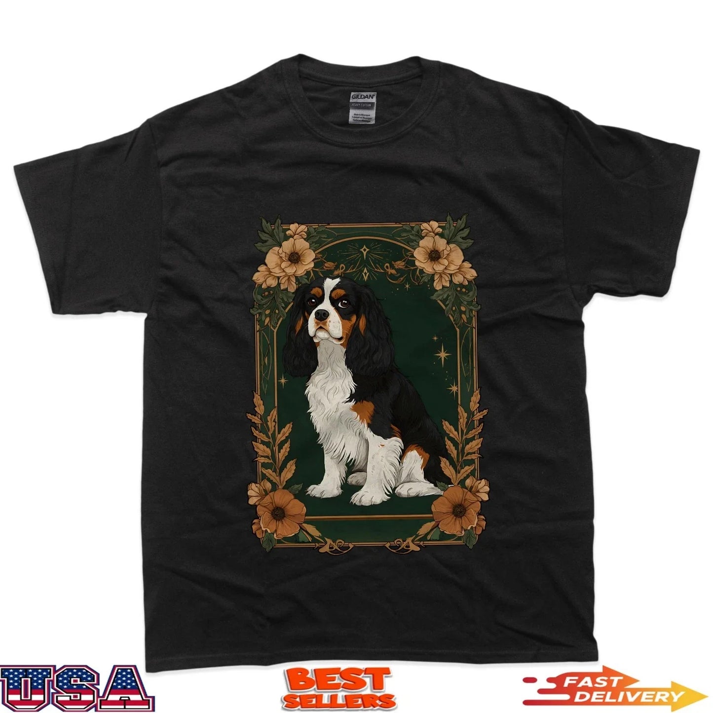 Cute Cavalier King Charles Spaniel Tarot Card Retro T-Shirt Unisex T-shirt, Sweatshirt, Hoodie, Long Sleeve Tee - T-Shirt, Sweatshirt, Hoodie