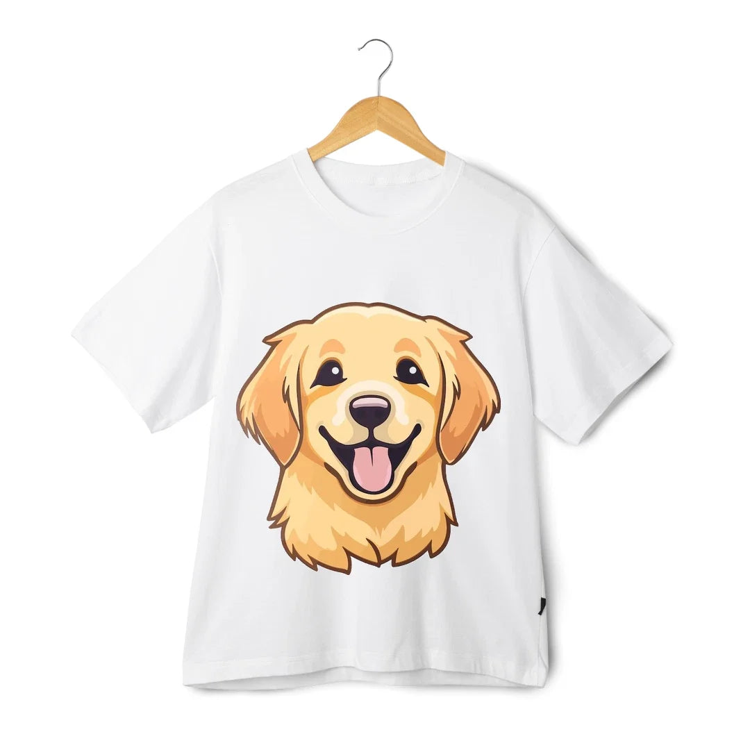 Golden Retriever T-Shirt - Unisex Cute Dog Face Cartoon Graphic Tee Streetwear Unisex T-shirt, Sweatshirt, Hoodie, Long Sleeve Tee - T-Shirt, Sweatshirt, Hoodie