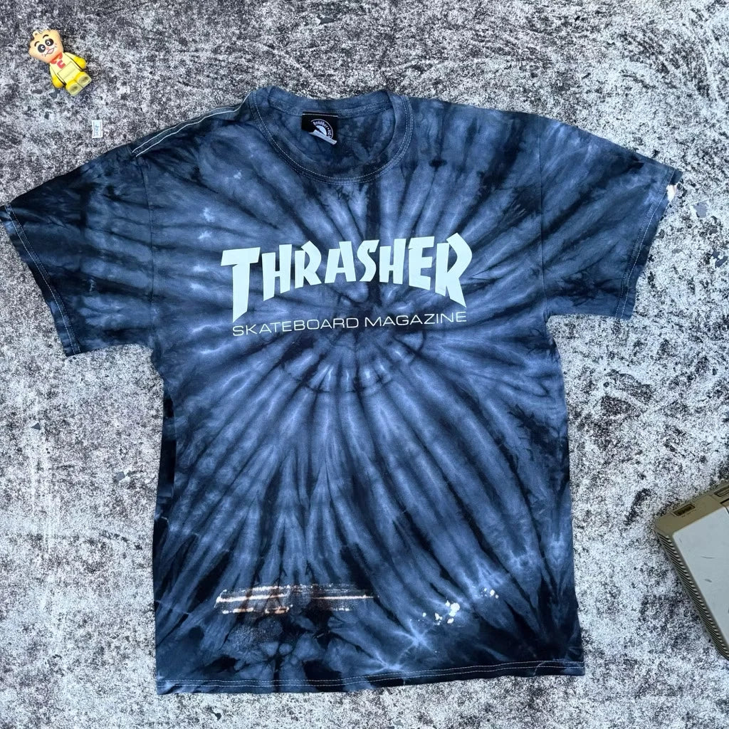 Thrasher Magazine Skateboards Tie Dye Shirt Mens Size M Distressed Bleach Spots Unisex T-shirt, Sweatshirt, Hoodie, Long Sleeve Tee - T-Shirt, Sweatshirt, Hoodie