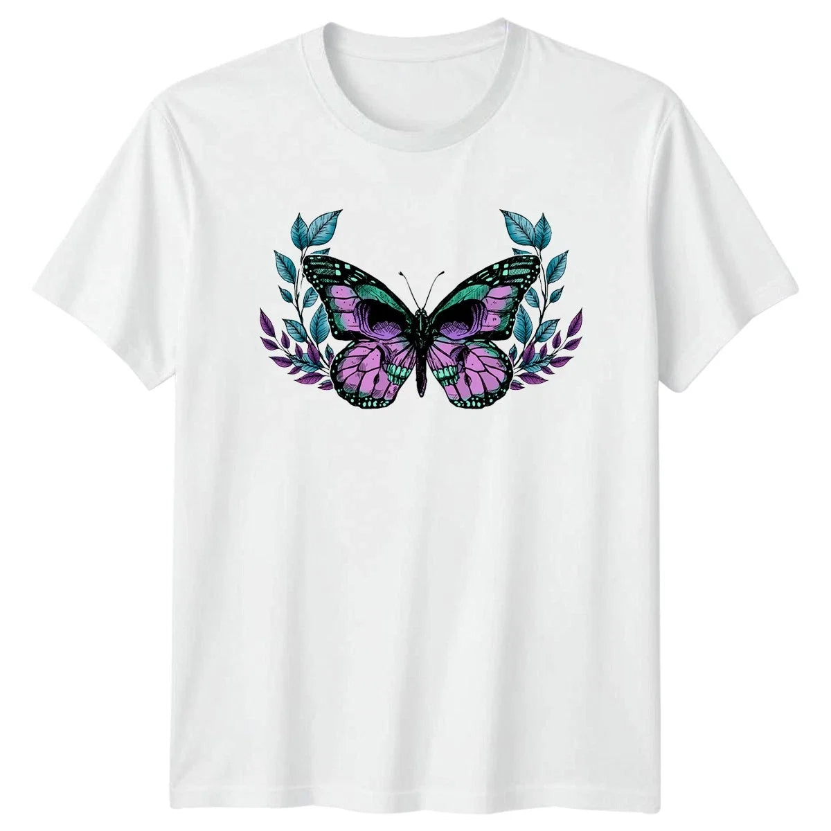 Vintage Skull Butterfly Design Floral T-Shirt Gothic Nature Art Birthday Gift Unisex T-shirt, Sweatshirt, Hoodie, Long Sleeve Tee - T-Shirt, Sweatshirt, Hoodie