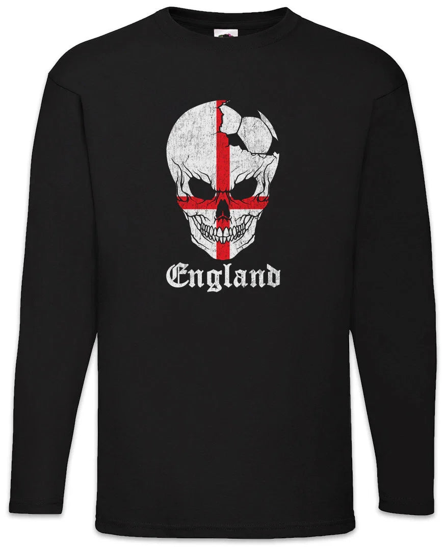 England Football Skull I Men Long Sleeve T-Shirt english Soccer Flag World Unisex T-shirt, Sweatshirt, Hoodie, Long Sleeve Tee - T-Shirt, Sweatshirt, Hoodie