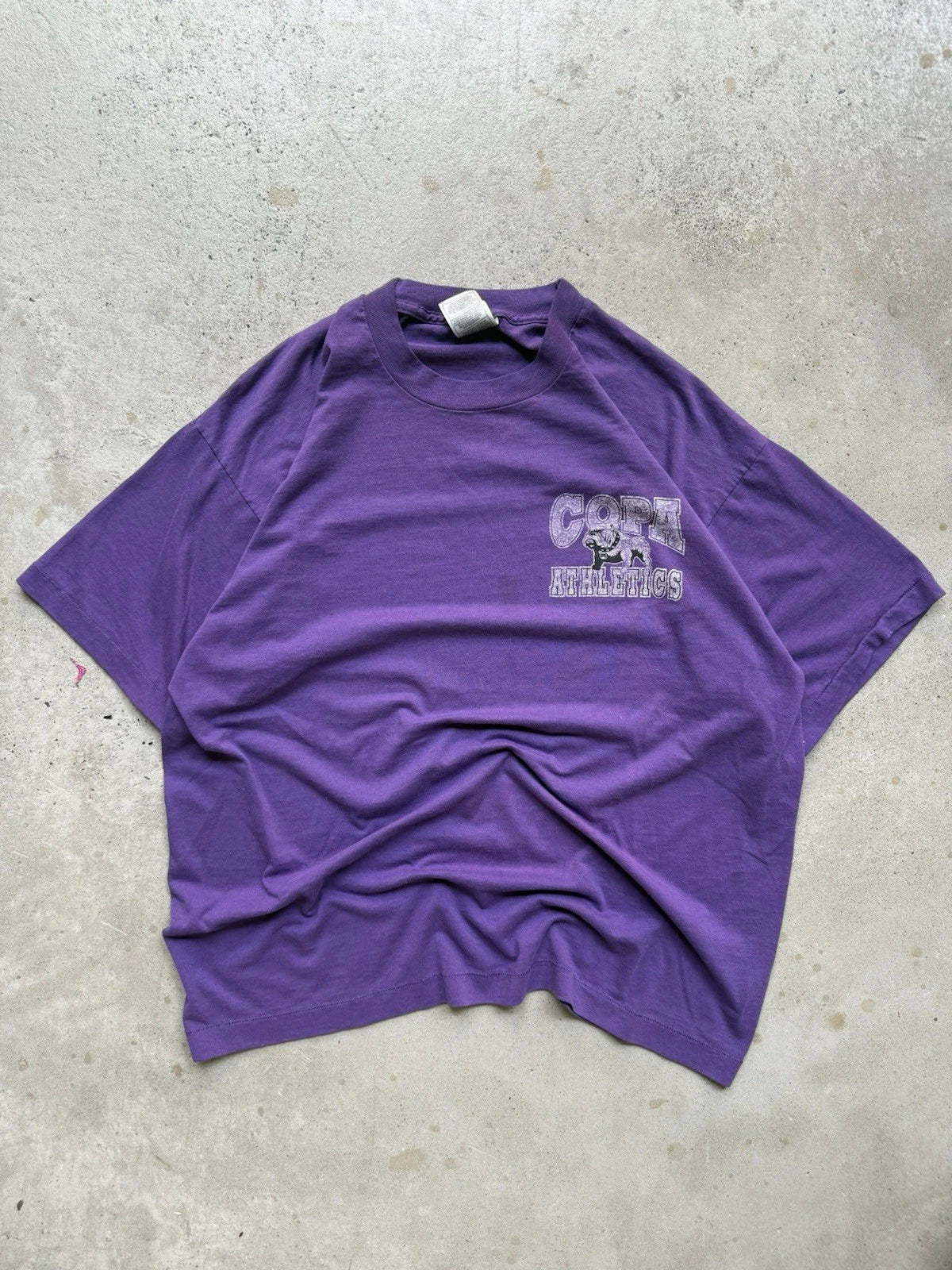 Vintage 90s Mens Purple Copa Athletics Bulldog Graphic Tee XL 24x28 Unisex T-shirt, Sweatshirt, Hoodie, Long Sleeve Tee - T-Shirt, Sweatshirt, Hoodie