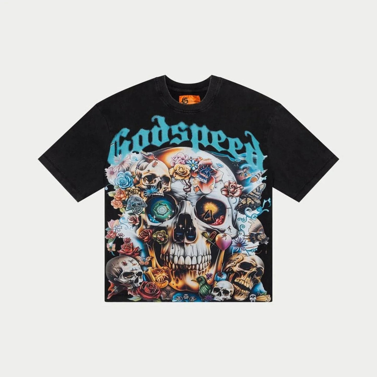 Godspeed T-Shirt Skull Flowers Graphic Tee Vintage Washed Black Streetwear M-XXL Unisex T-shirt, Sweatshirt, Hoodie, Long Sleeve Tee - T-Shirt, Sweatshirt, Hoodie
