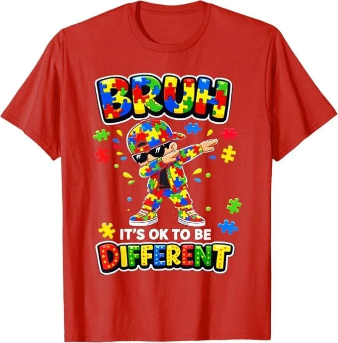 Bruh Its OK to Be Different Autism Awareness Kids Boys Youth T-Shirt Unisex T-shirt, Sweatshirt, Hoodie, Long Sleeve Tee - T-Shirt, Sweatshirt, Hoodie
