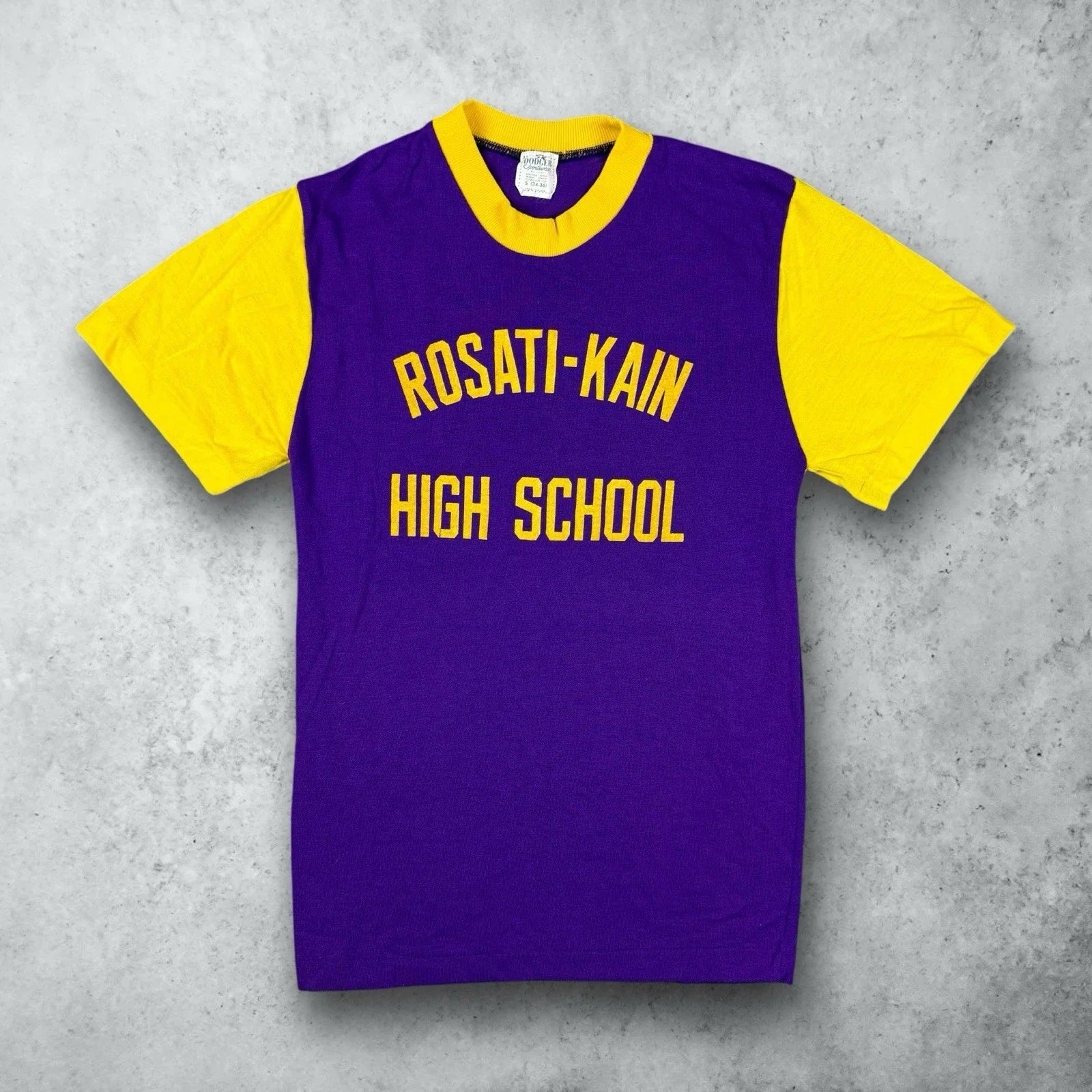 Vintage 60s Rosati-Kan Two Tone School Graphic T-Shirt Size Small USA Unisex T-shirt, Sweatshirt, Hoodie, Long Sleeve Tee - T-Shirt, Sweatshirt, Hoodie