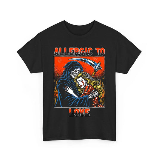 Allergic To Love Grim Reaper Skull Graphic Tee Emo Gothic Aesthetic T-Shirt Unisex T-shirt, Sweatshirt, Hoodie, Long Sleeve Tee - T-Shirt, Sweatshirt, Hoodie