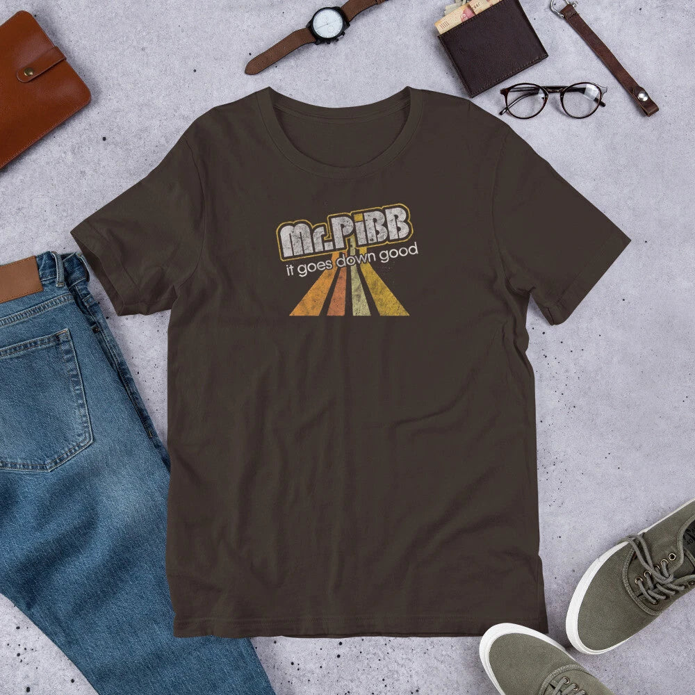 Vintage Mr. Pibb 70s Style Soda Pop Short-Sleeve T-Shirt Unisex T-shirt, Sweatshirt, Hoodie, Long Sleeve Tee - T-Shirt, Sweatshirt, Hoodie