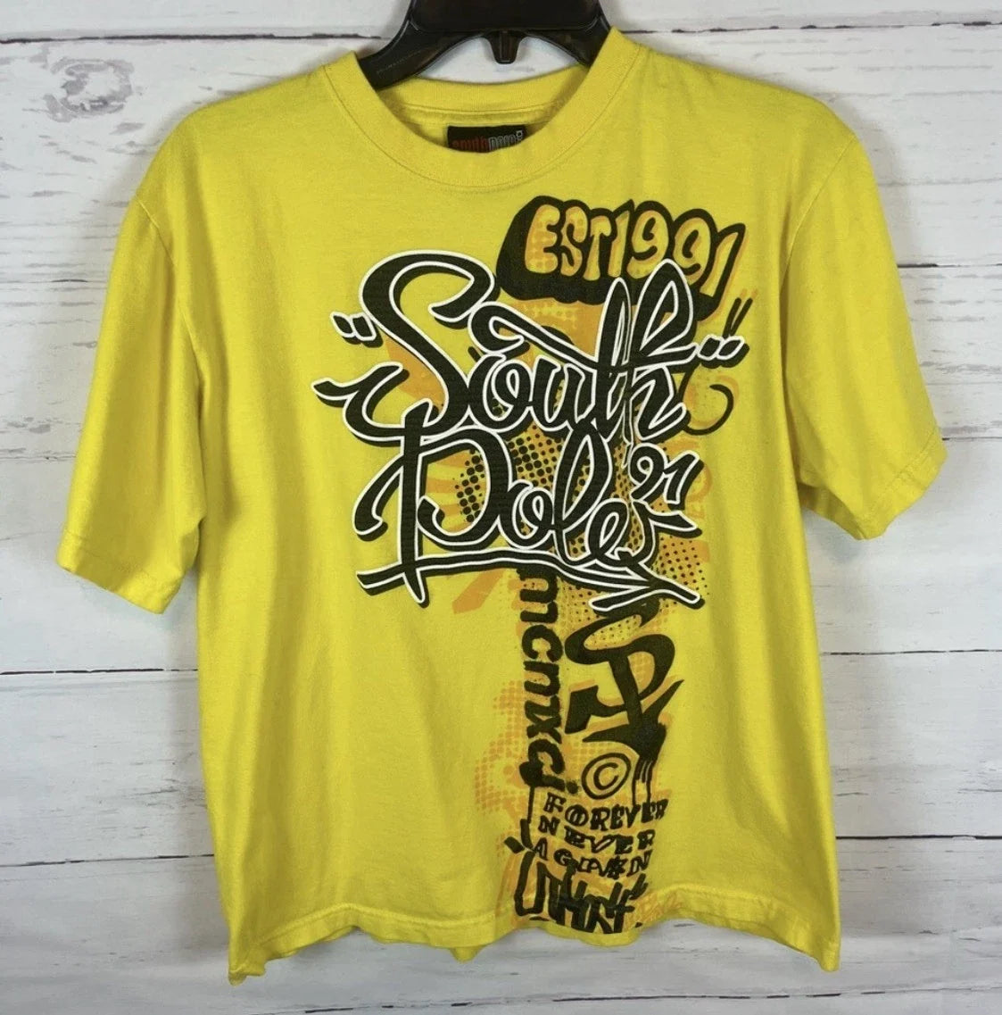 Vintage Southpole Graphic Tee Shirt Medium Yellow Y2K Hip Hop Skater Streetwear Unisex T-shirt, Sweatshirt, Hoodie, Long Sleeve Tee - T-Shirt, Sweatshirt, Hoodie