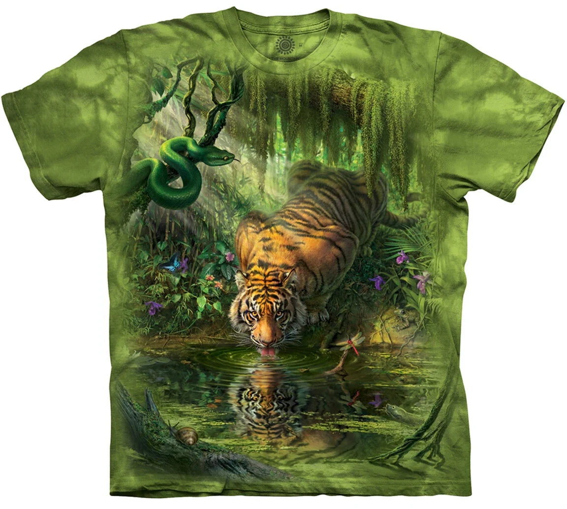 Siberian Tiger Enchanted Snake King Pool Reflection Mountain Green T-Shirt S-3X Unisex T-shirt, Sweatshirt, Hoodie, Long Sleeve Tee - T-Shirt, Sweatshirt, Hoodie