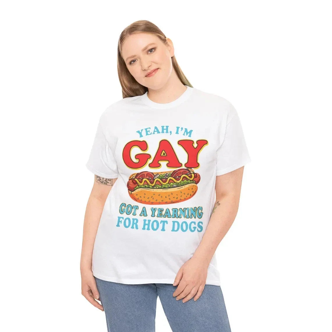 Yeah I'm Gay Got A Yearning for Hot Dogs Funny Meme LGBTQ T-Shirt; Retro Acrony Unisex T-shirt, Sweatshirt, Hoodie, Long Sleeve Tee - T-Shirt, Sweatshirt, Hoodie