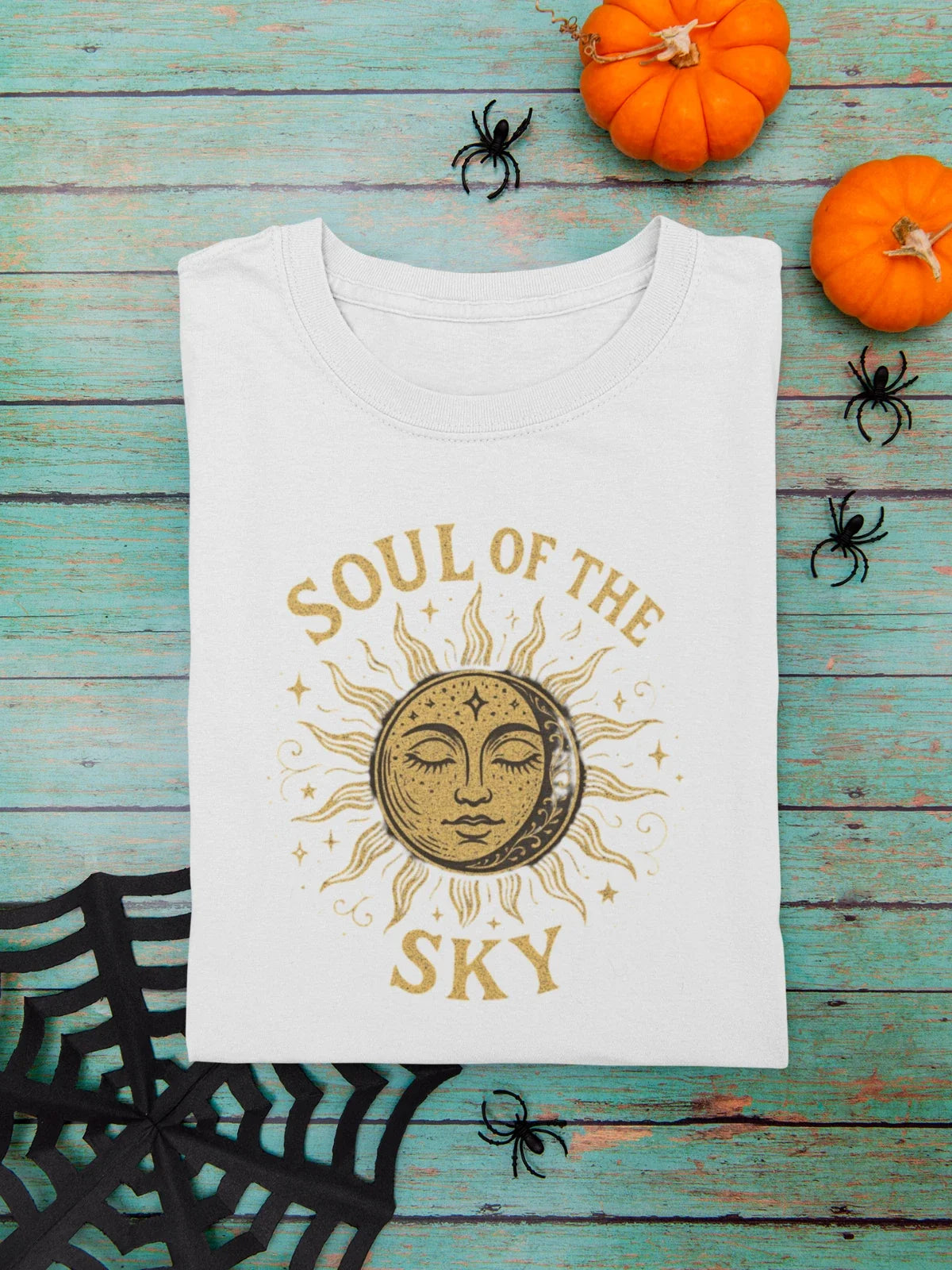 Soul of the Sky Sun Moon Stars Retro Celestial Boho Graphic T-Shirt A92 Unisex T-shirt, Sweatshirt, Hoodie, Long Sleeve Tee - T-Shirt, Sweatshirt, Hoodie