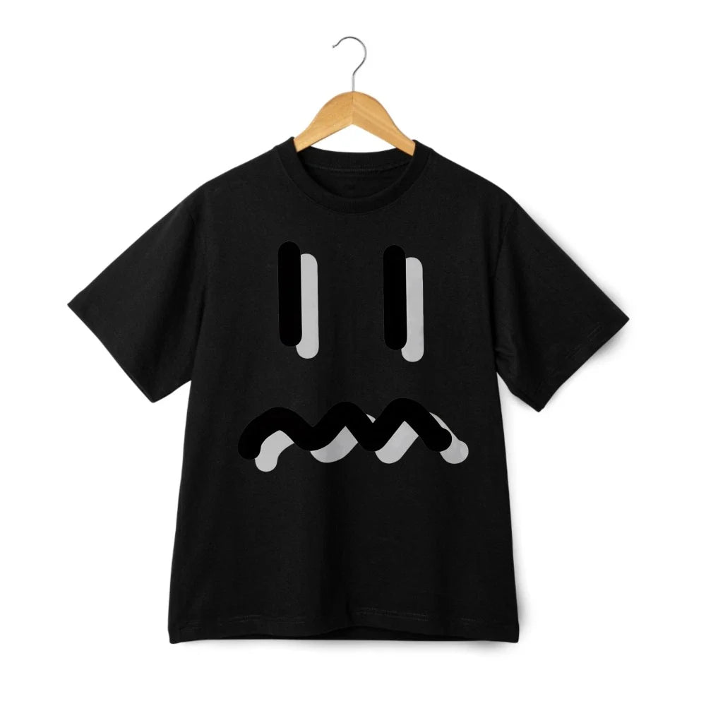 Unisex Cute Retro Wavy Sad Face Graphic Tee-Y2K Aesthetic&Coffee Run T-Shirt Unisex T-shirt, Sweatshirt, Hoodie, Long Sleeve Tee - T-Shirt, Sweatshirt, Hoodie