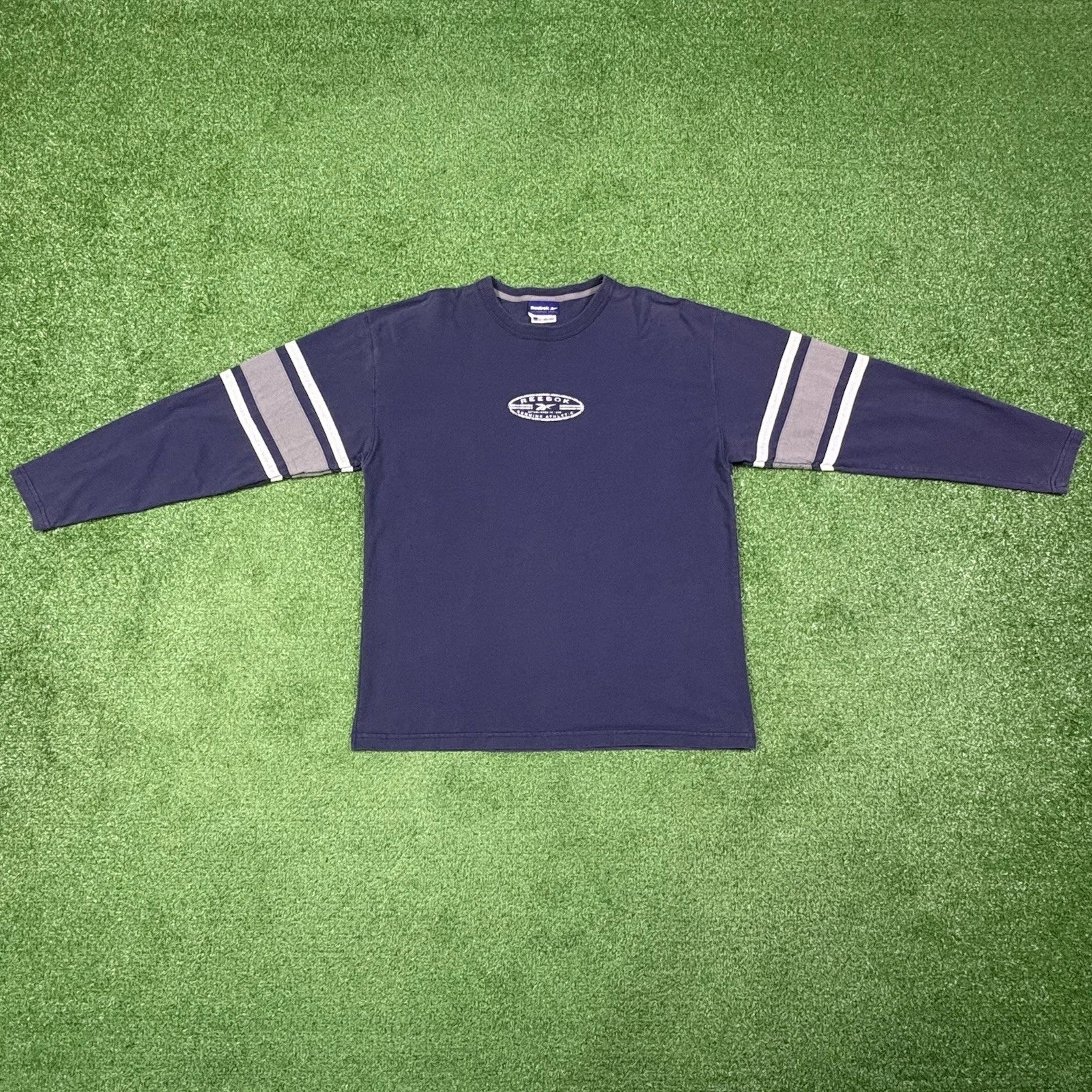 Vintage Reebok 1940s Football Jersey Style Long Sleeve Shirt Men's Large - 23x30 Unisex T-shirt, Sweatshirt, Hoodie, Long Sleeve Tee - T-Shirt, Sweatshirt, Hoodie
