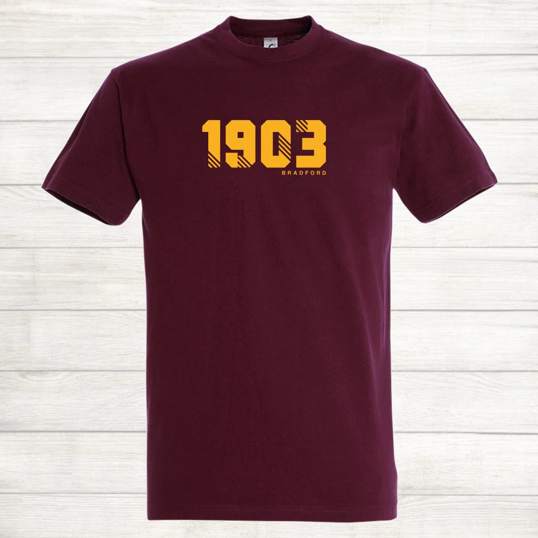 Bradford City Football Shirt 1903 Est Year Retro Gift Casual T Shirt Unisex T-shirt, Sweatshirt, Hoodie, Long Sleeve Tee - T-Shirt, Sweatshirt, Hoodie