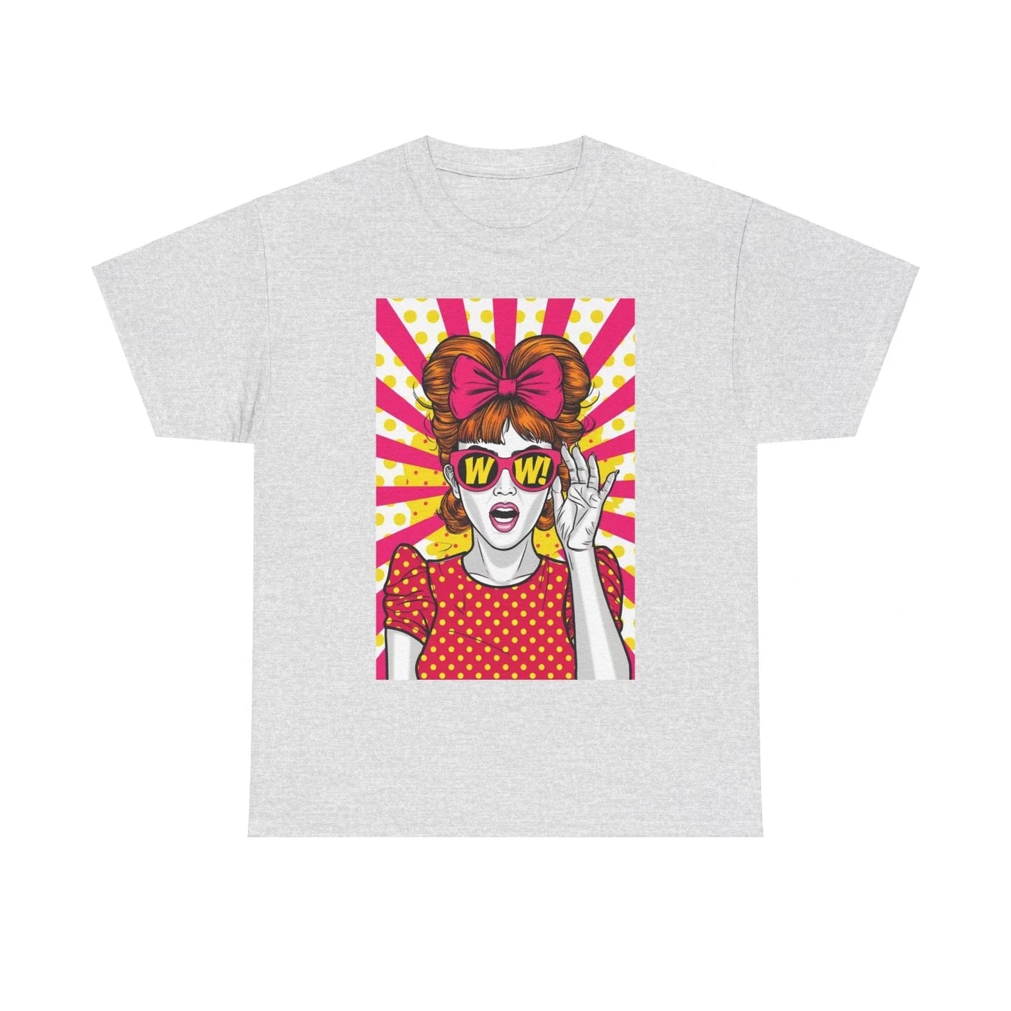 PopArt Girl WOW with Sunglasses Unisex heavy cotton Tshirt Unisex T-shirt, Sweatshirt, Hoodie, Long Sleeve Tee - T-Shirt, Sweatshirt, Hoodie