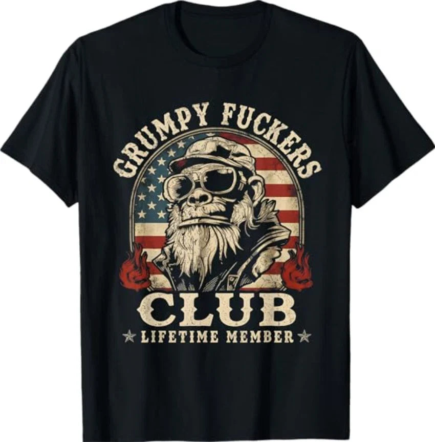 Grumpy F*ckers Club Lifetime Member Funny Sarcastic USA Flag T-Shirt Unisex T-shirt, Sweatshirt, Hoodie, Long Sleeve Tee - T-Shirt, Sweatshirt, Hoodie