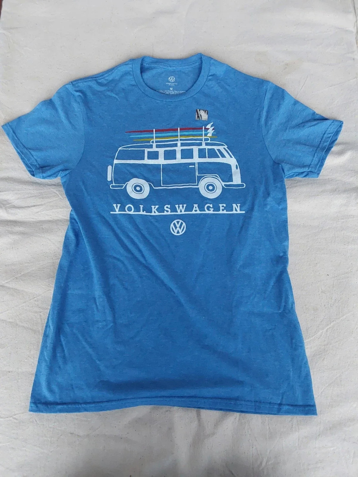 Volkswagen Bus Surfer T Shirt Mens M Blue California Hippie Beach Bum 23 Window Unisex T-shirt, Sweatshirt, Hoodie, Long Sleeve Tee - T-Shirt, Sweatshirt, Hoodie