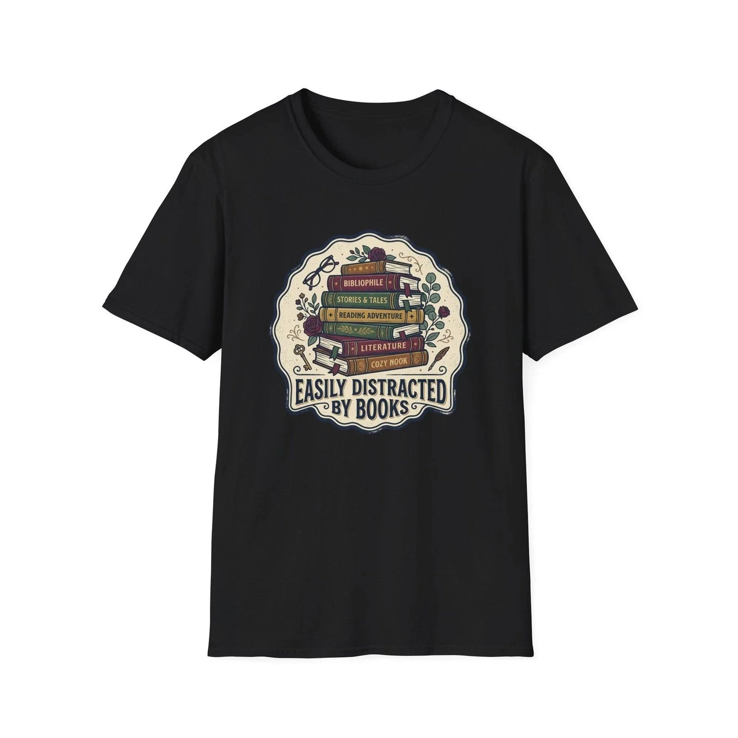 Easily Distracted By Books Funny Reading Bookworm Book Lover Gift Tee Shirt Unisex T-shirt, Sweatshirt, Hoodie, Long Sleeve Tee - T-Shirt, Sweatshirt, Hoodie