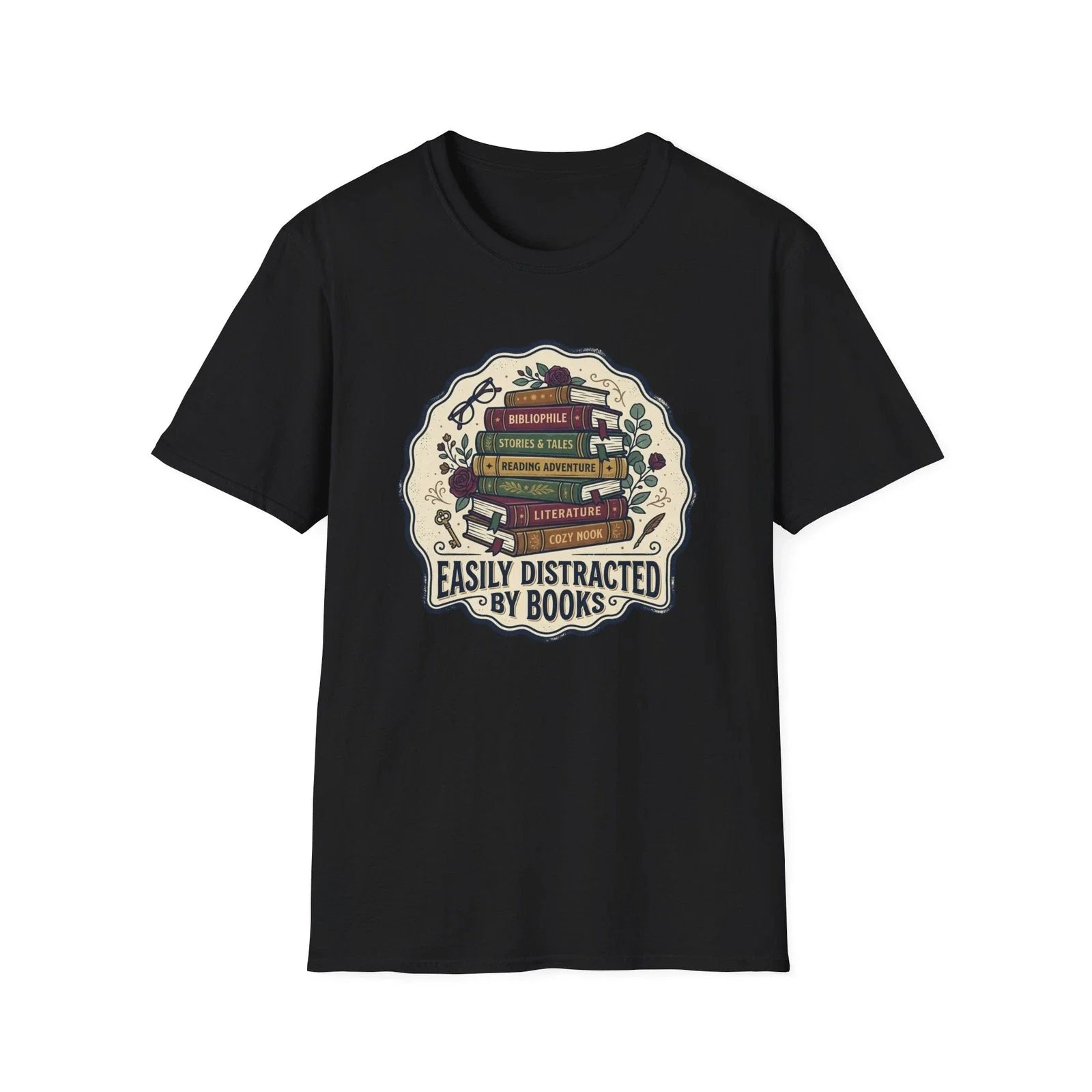 Easily Distracted By Books Funny Reading Bookworm Book Lover Gift Tee Shirt Unisex T-shirt, Sweatshirt, Hoodie, Long Sleeve Tee - T-Shirt, Sweatshirt, Hoodie