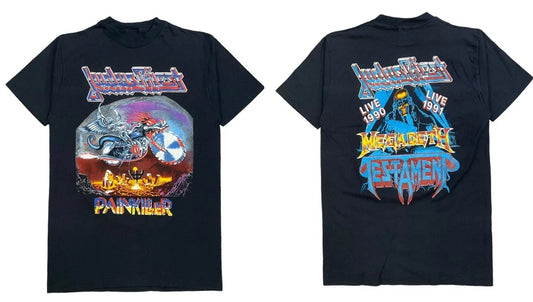 90S Judas Priest Megadeth Testament T Shirt Painkiller Tour Live 1990 1991 Rock Unisex T-shirt, Sweatshirt, Hoodie, Long Sleeve Tee - T-Shirt, Sweatshirt, Hoodie