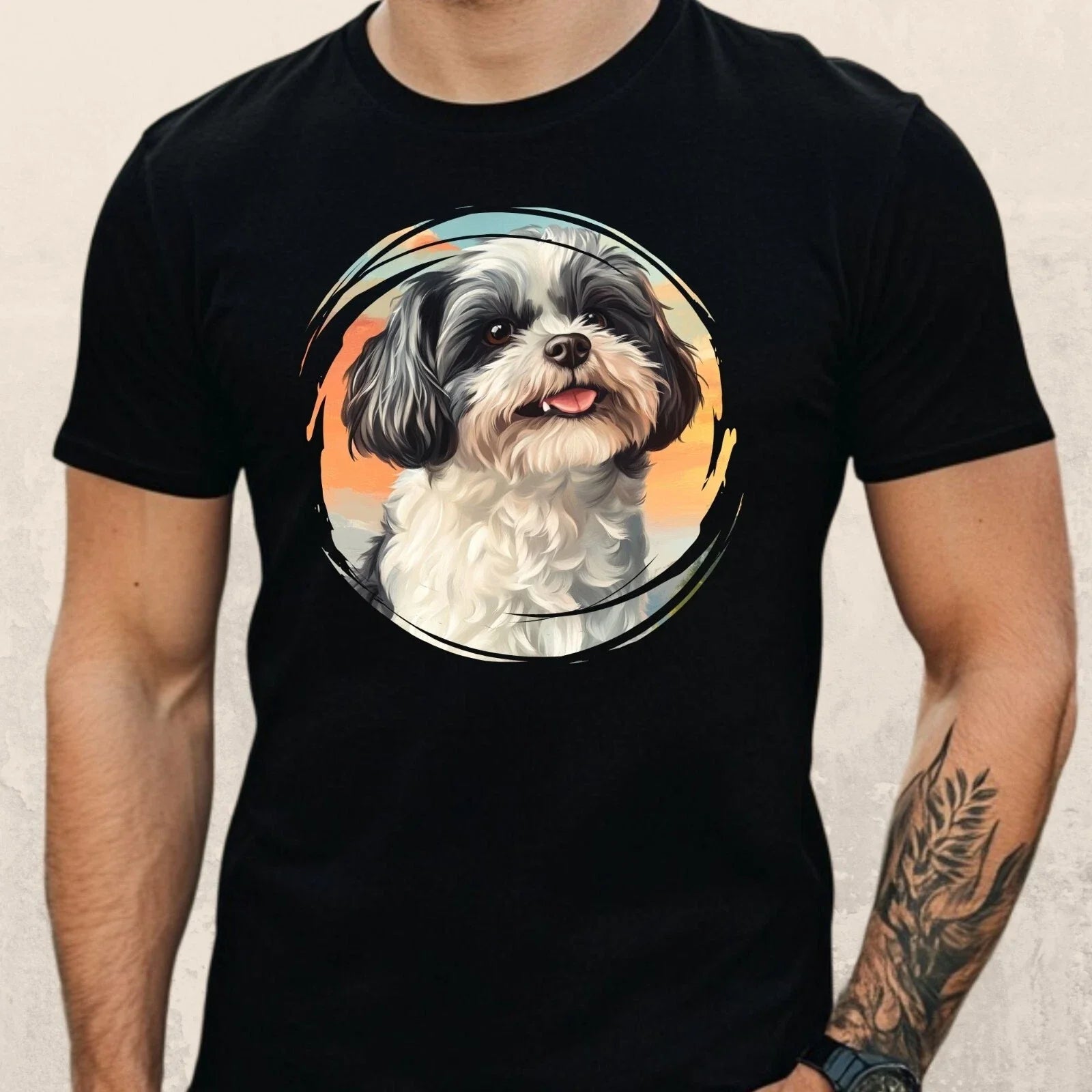 Mens Shih Tzu Dog Print Cotton T-Shirt Size XS to 5XL Unisex T-shirt, Sweatshirt, Hoodie, Long Sleeve Tee - T-Shirt, Sweatshirt, Hoodie