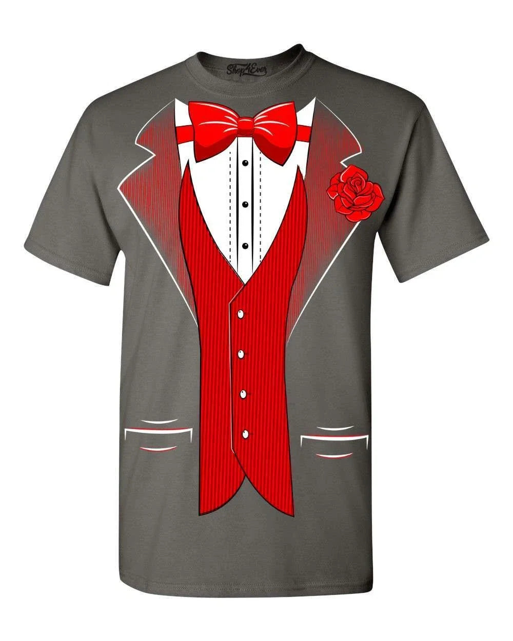 Red Bow Tie Tuxedo Costume T-shirt Rose Boutonniere Prom Suit Shirts Unisex T-shirt, Sweatshirt, Hoodie, Long Sleeve Tee - T-Shirt, Sweatshirt, Hoodie