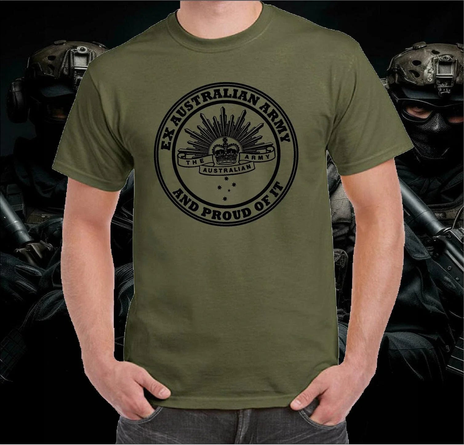 EX AUSTRALIAN ARMY PROUD T-SHIRT T SHIRT CLOTHING APPAREL RETRO TSHIRT Unisex T-shirt, Sweatshirt, Hoodie, Long Sleeve Tee - T-Shirt, Sweatshirt, Hoodie