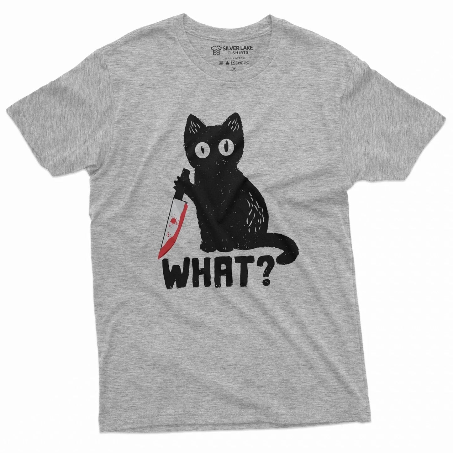 Funny Halloween Shirt What Cat with Bloody Knife Humor Shirt Halloween Cat Tee Unisex T-shirt, Sweatshirt, Hoodie, Long Sleeve Tee - T-Shirt, Sweatshirt, Hoodie