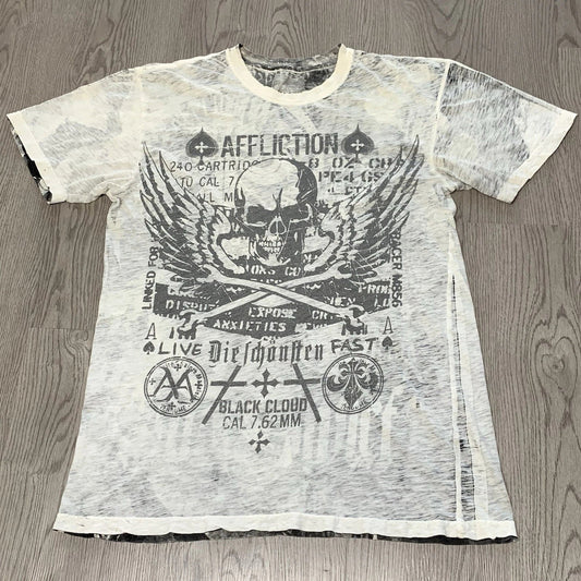 Affliction Black Cloud Winged Skull Reversible Tee XL Gothic Grunge Y2K Unisex T-shirt, Sweatshirt, Hoodie, Long Sleeve Tee - T-Shirt, Sweatshirt, Hoodie