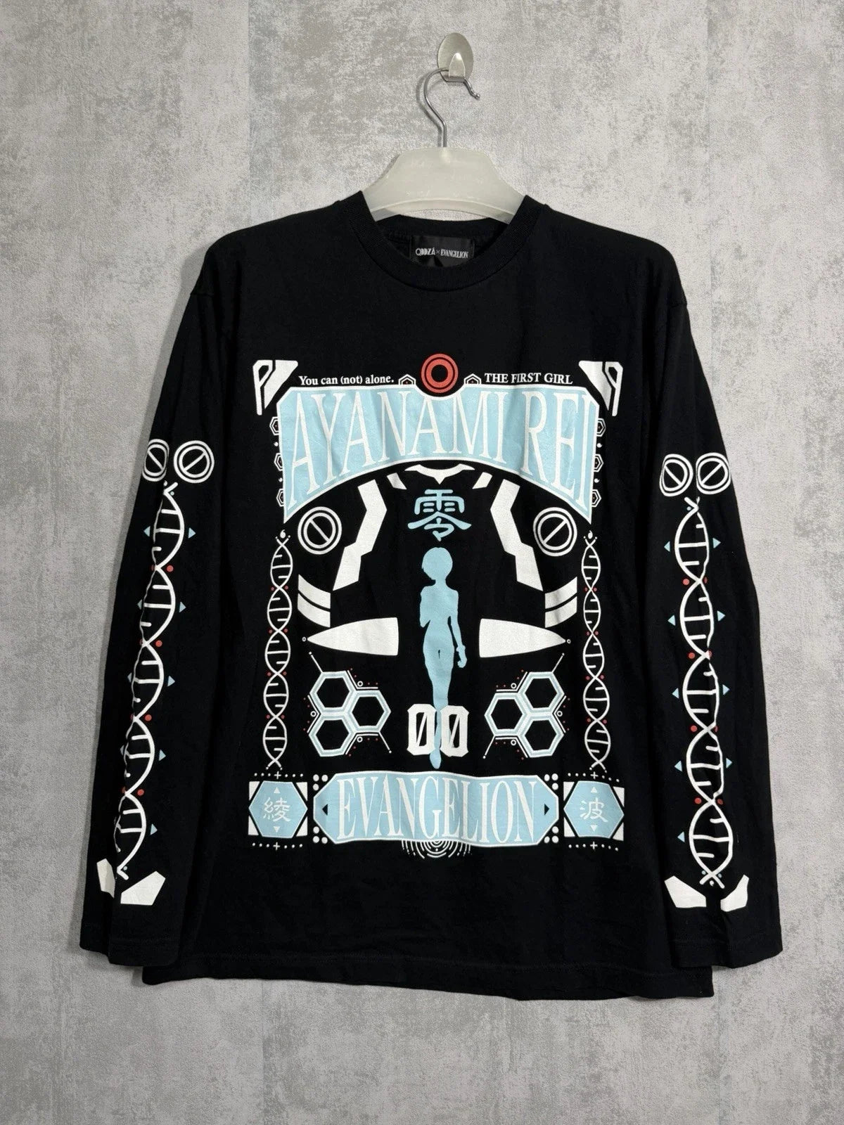 Evangelion Rei Ayanami Graphic L/S Shirt QOOZA Japan Vtg Anime Mens Black Size L Unisex T-shirt, Sweatshirt, Hoodie, Long Sleeve Tee - T-Shirt, Sweatshirt, Hoodie