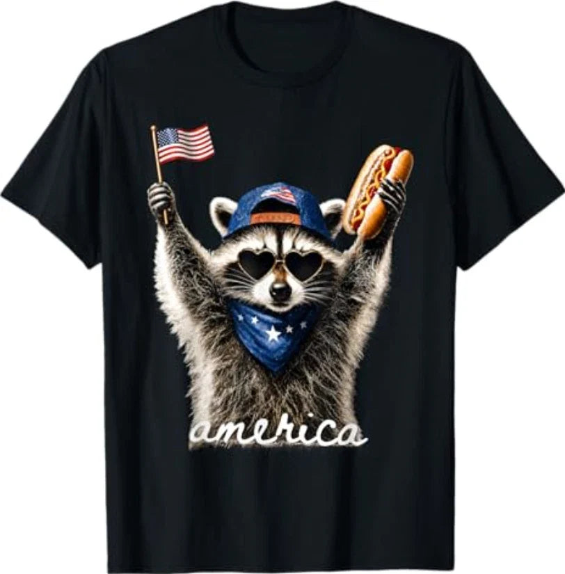 USA America Raccoon Hot Dog 1776-2026 4th of July 250 Years T-Shirt Unisex T-shirt, Sweatshirt, Hoodie, Long Sleeve Tee - T-Shirt, Sweatshirt, Hoodie