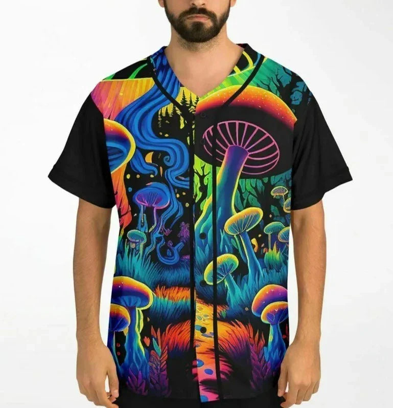 Mushroom Land Baseball Jersey Unisex T-shirt, Sweatshirt, Hoodie, Long Sleeve Tee - T-Shirt, Sweatshirt, Hoodie