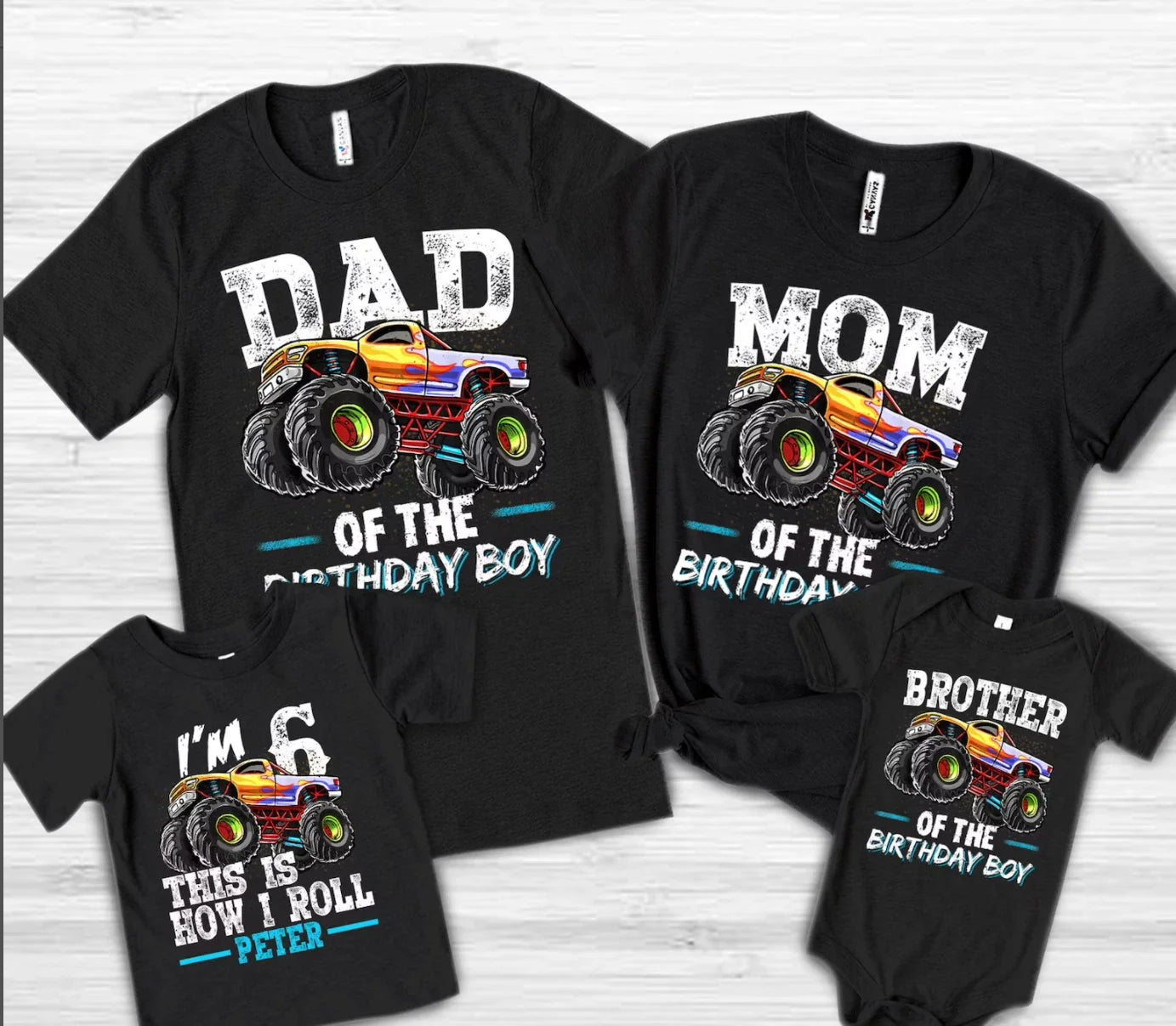 Monster Truck Custom Birthday Shirt, Personalized Family Birthday Shirts Unisex T-shirt, Sweatshirt, Hoodie, Long Sleeve Tee - T-Shirt, Sweatshirt, Hoodie