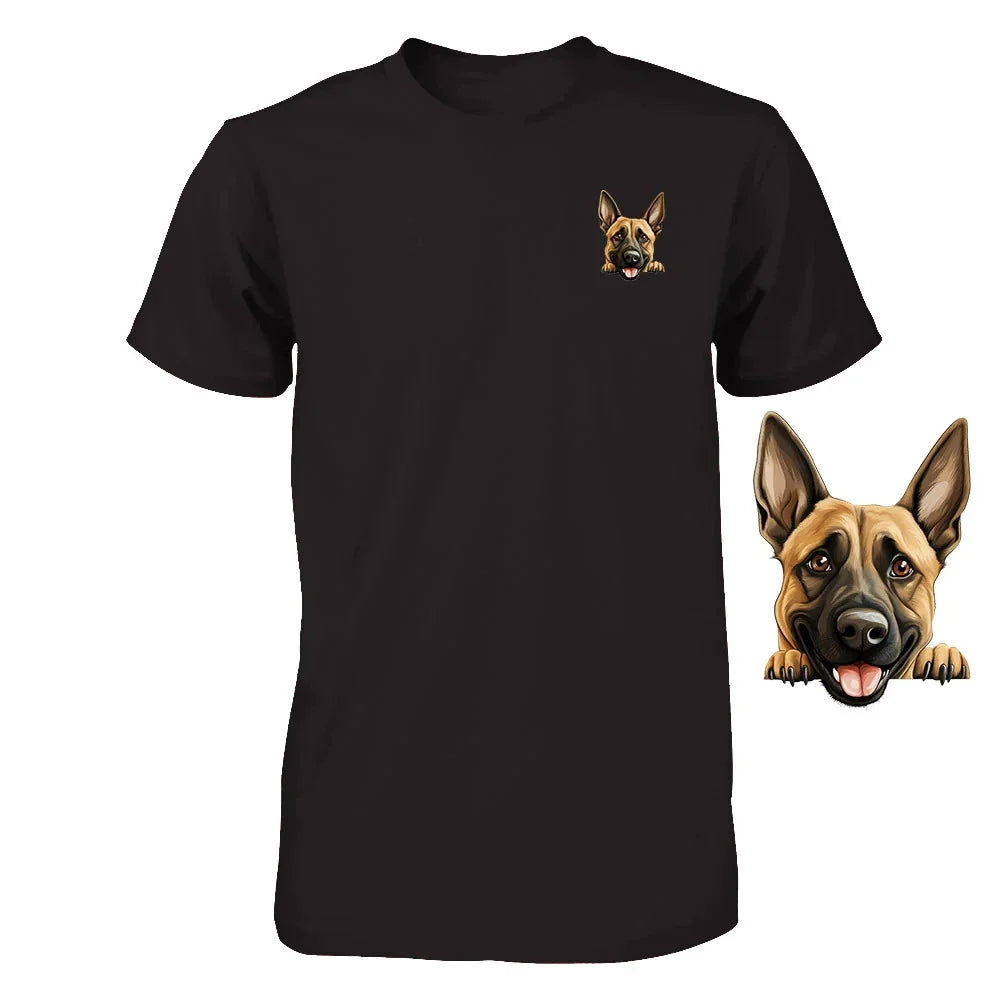 Funny Belgian Malinois Dog Peeking Pocket Tshirt Cute Puppy Dog Lover Tee Gift Unisex T-shirt, Sweatshirt, Hoodie, Long Sleeve Tee - T-Shirt, Sweatshirt, Hoodie