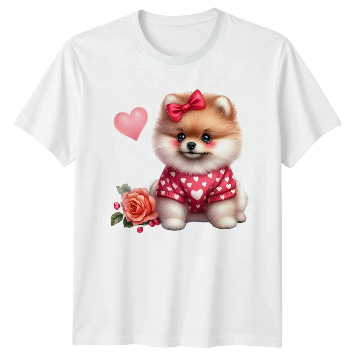 Pomeranian Puppy Hearts Womens T-Shirt Mens Tee Graphic Unisex Top Unisex T-shirt, Sweatshirt, Hoodie, Long Sleeve Tee - T-Shirt, Sweatshirt, Hoodie