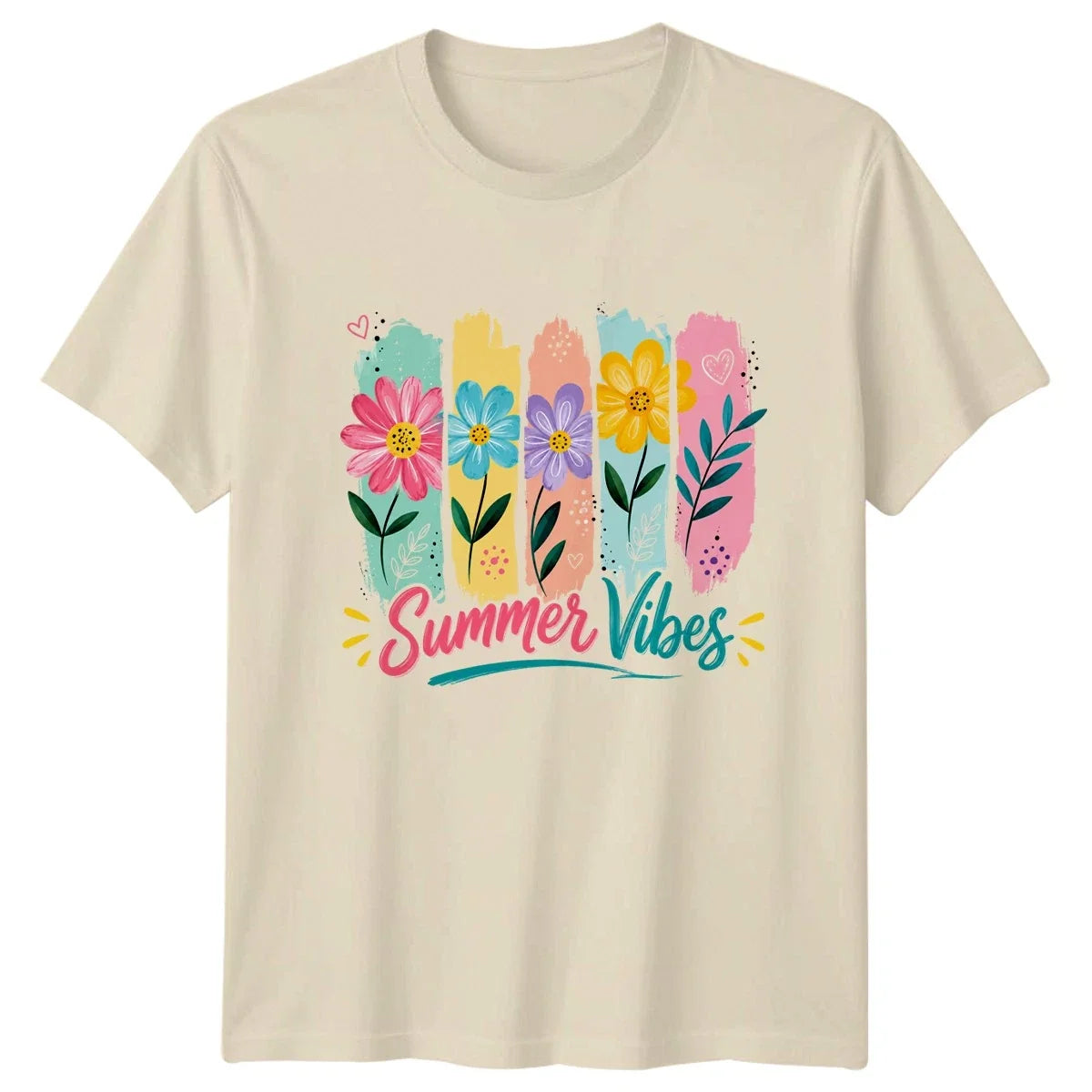 Summer Vibes Womens T-Shirt Retro Boho Daisies Floral Summer Gift For Her Unisex T-shirt, Sweatshirt, Hoodie, Long Sleeve Tee - T-Shirt, Sweatshirt, Hoodie