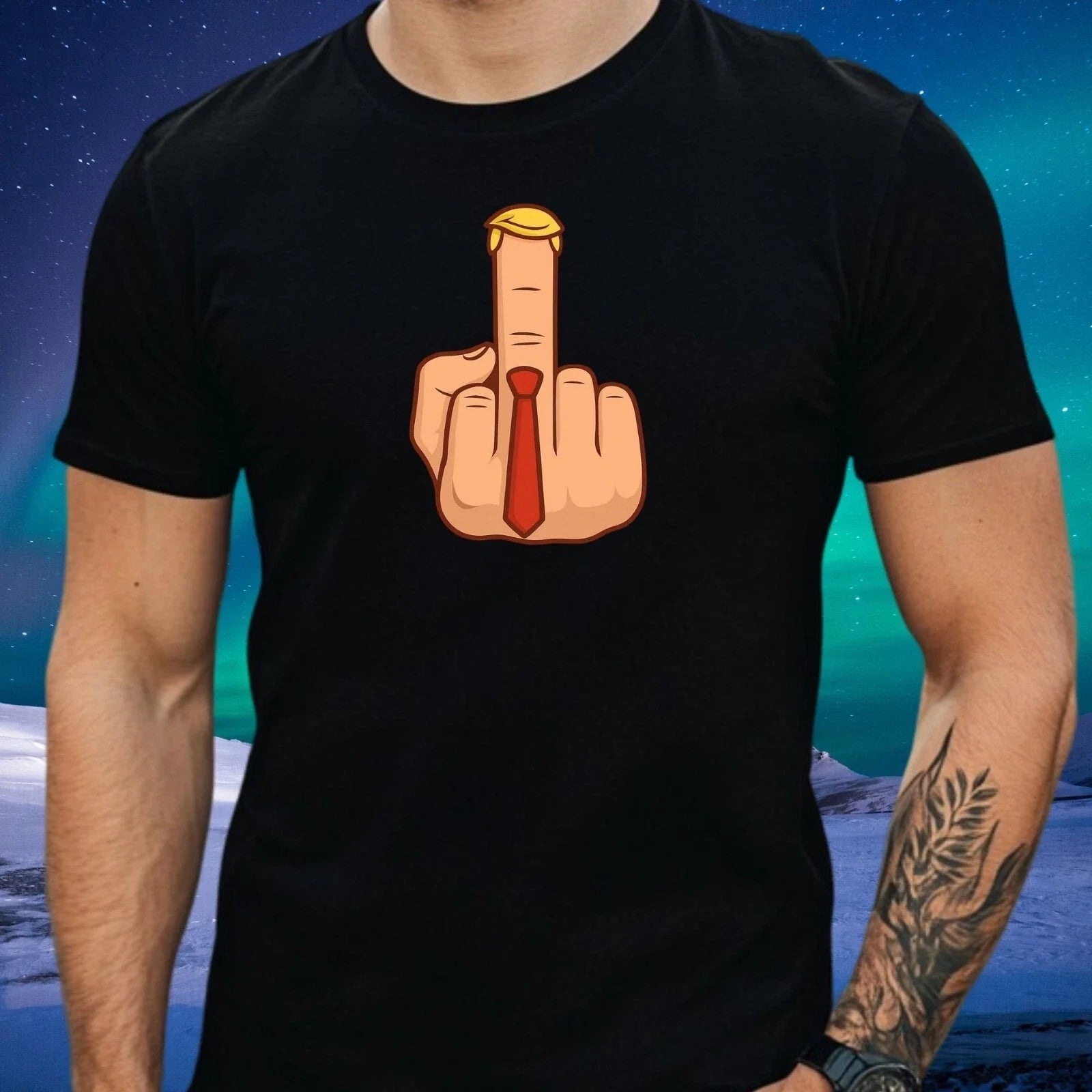 Mens Anti Trump Finger Motif Cotton T-Shirt Size XS to 5XL Unisex T-shirt, Sweatshirt, Hoodie, Long Sleeve Tee - T-Shirt, Sweatshirt, Hoodie