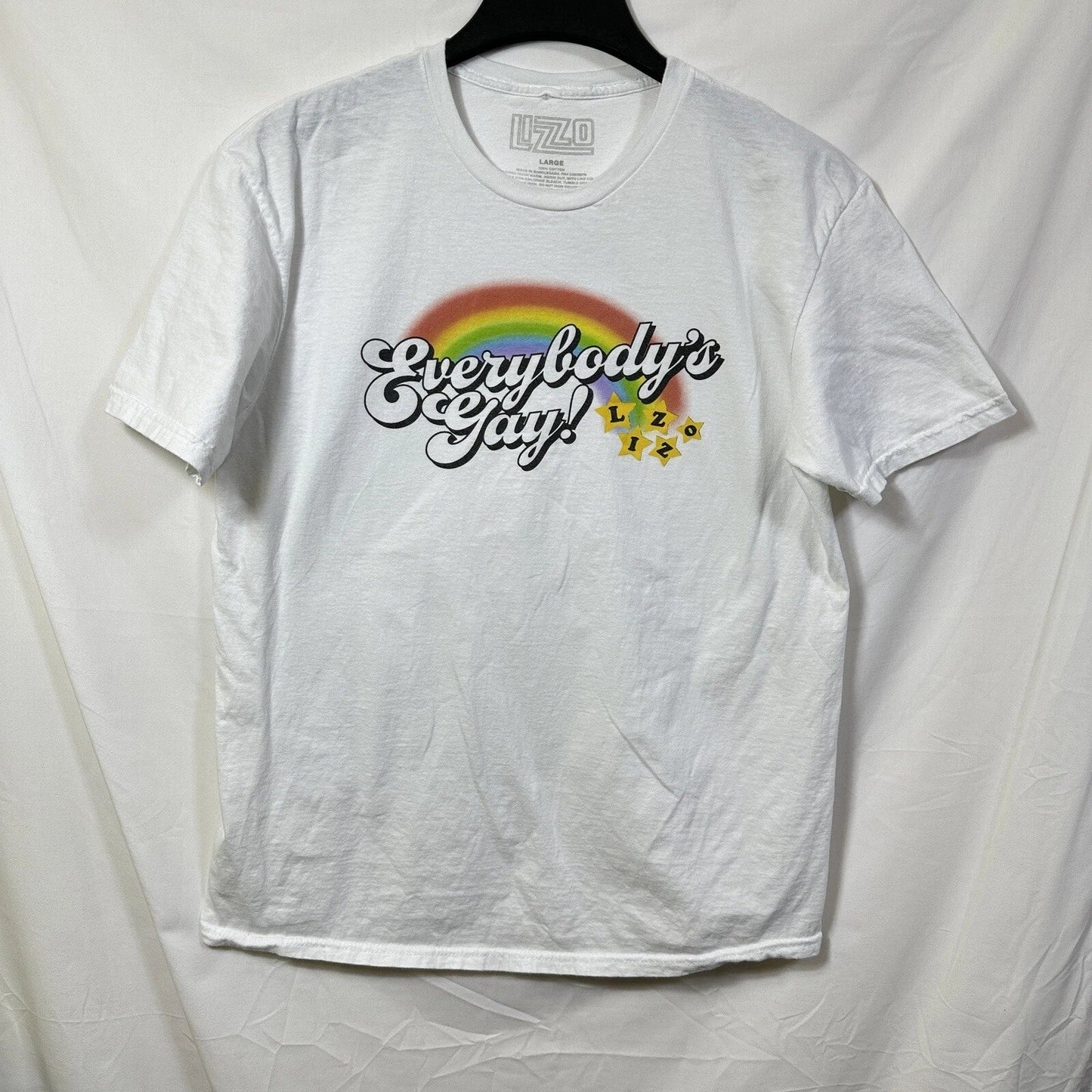 Lizzo Everybody's Gay Large Graphic T-Shirt Rainbow Pride LGBTQ Music Band Tee L Unisex T-shirt, Sweatshirt, Hoodie, Long Sleeve Tee - T-Shirt, Sweatshirt, Hoodie