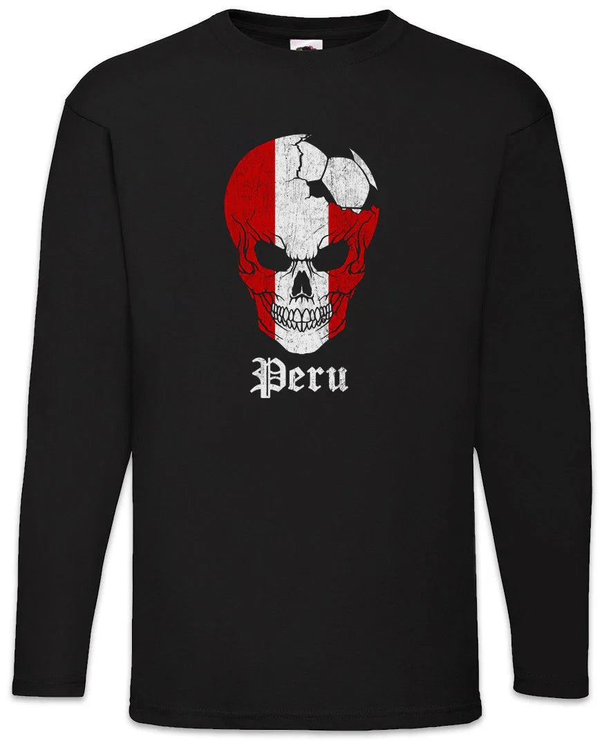 Peru Football Skull I Men Long Sleeve T-Shirt peruvian Soccer Flag World Unisex T-shirt, Sweatshirt, Hoodie, Long Sleeve Tee - T-Shirt, Sweatshirt, Hoodie