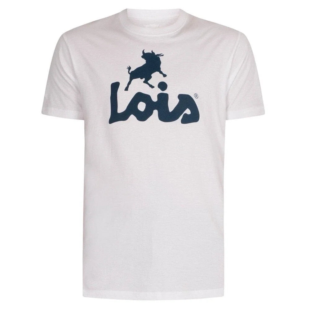 Lois Jeans Men's  Classic Big Logo T-Shirt White Blue Baco 6618 Made in Spain Unisex T-shirt, Sweatshirt, Hoodie, Long Sleeve Tee - T-Shirt, Sweatshirt, Hoodie