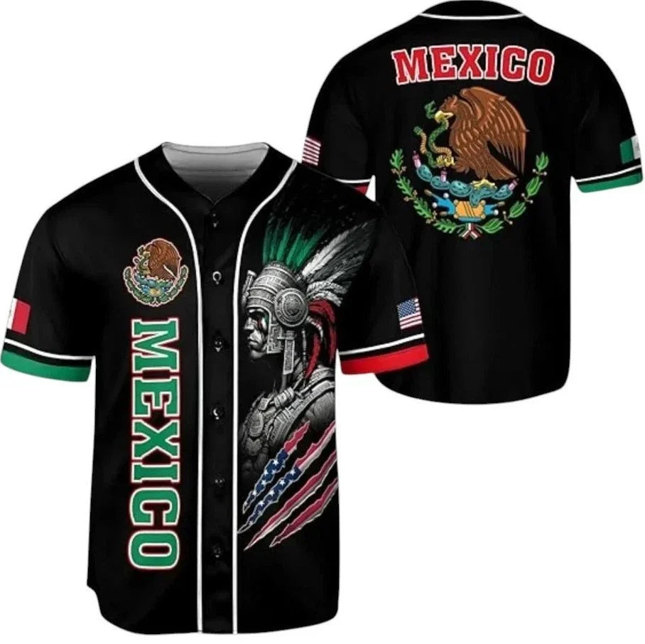Mexico Baseball Jersey: Aztec Warrior Graphic Unisex T-shirt, Sweatshirt, Hoodie, Long Sleeve Tee - T-Shirt, Sweatshirt, Hoodie