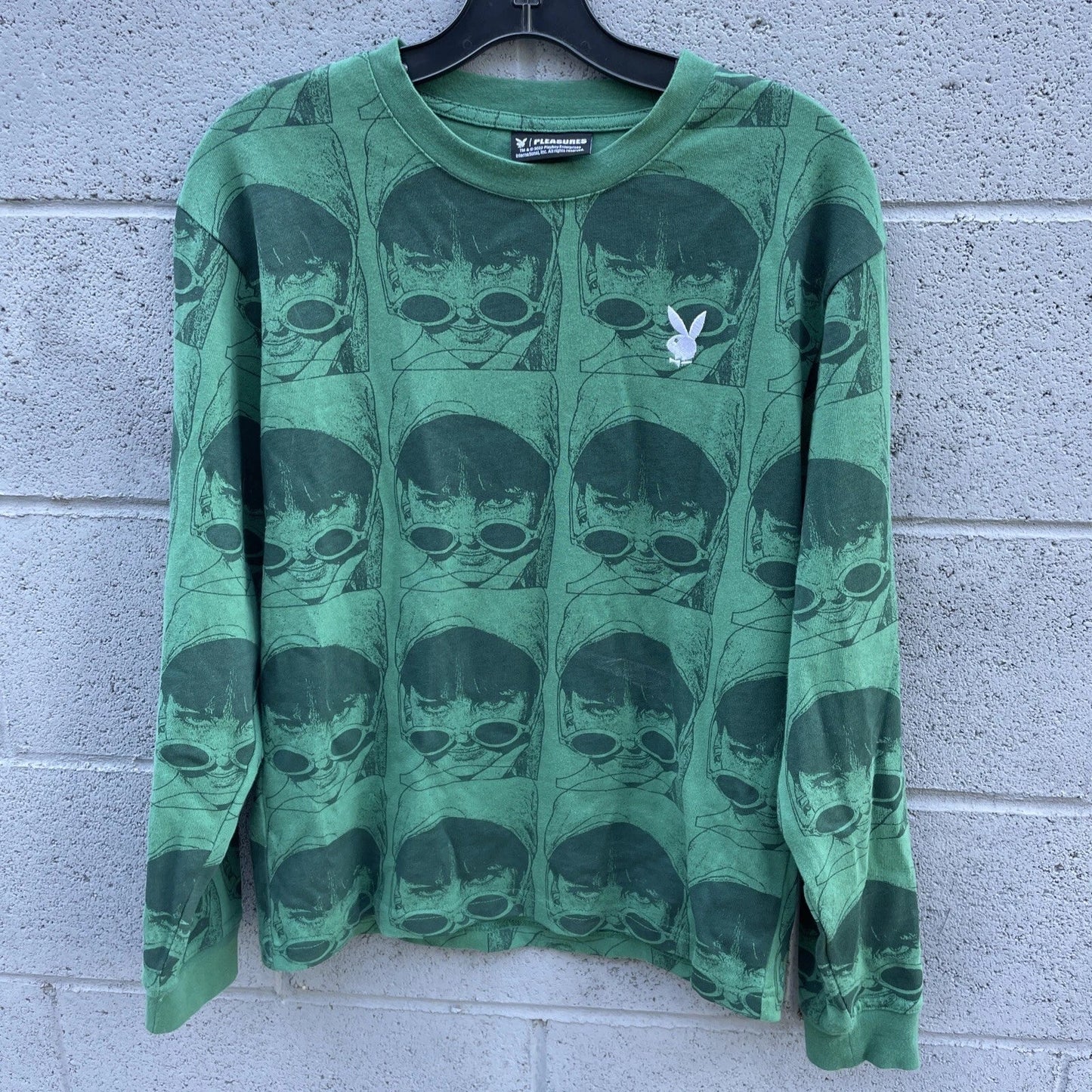 Playboy x Pleasures Tee Shirt Green Pop Art Small Long Sleeve Unisex T-shirt, Sweatshirt, Hoodie, Long Sleeve Tee - T-Shirt, Sweatshirt, Hoodie