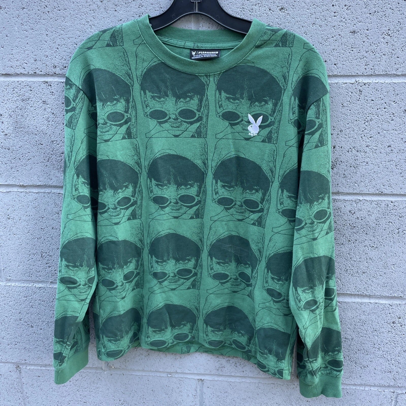 Playboy x Pleasures Tee Shirt Green Pop Art Small Long Sleeve Unisex T-shirt, Sweatshirt, Hoodie, Long Sleeve Tee - T-Shirt, Sweatshirt, Hoodie